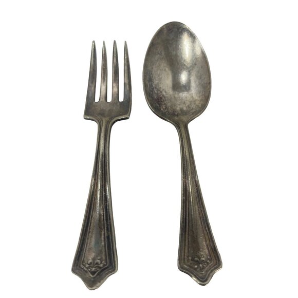 Childs Size Spoon and Fork Antique Elizabeth Silverplate 1918 Wm A. Rogers Mfg.